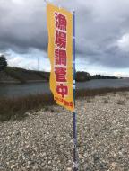 庄川サケ増殖調査　区域旗の設置